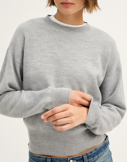 Relaxed Crewneck Sweater in Merino-Silk Blend