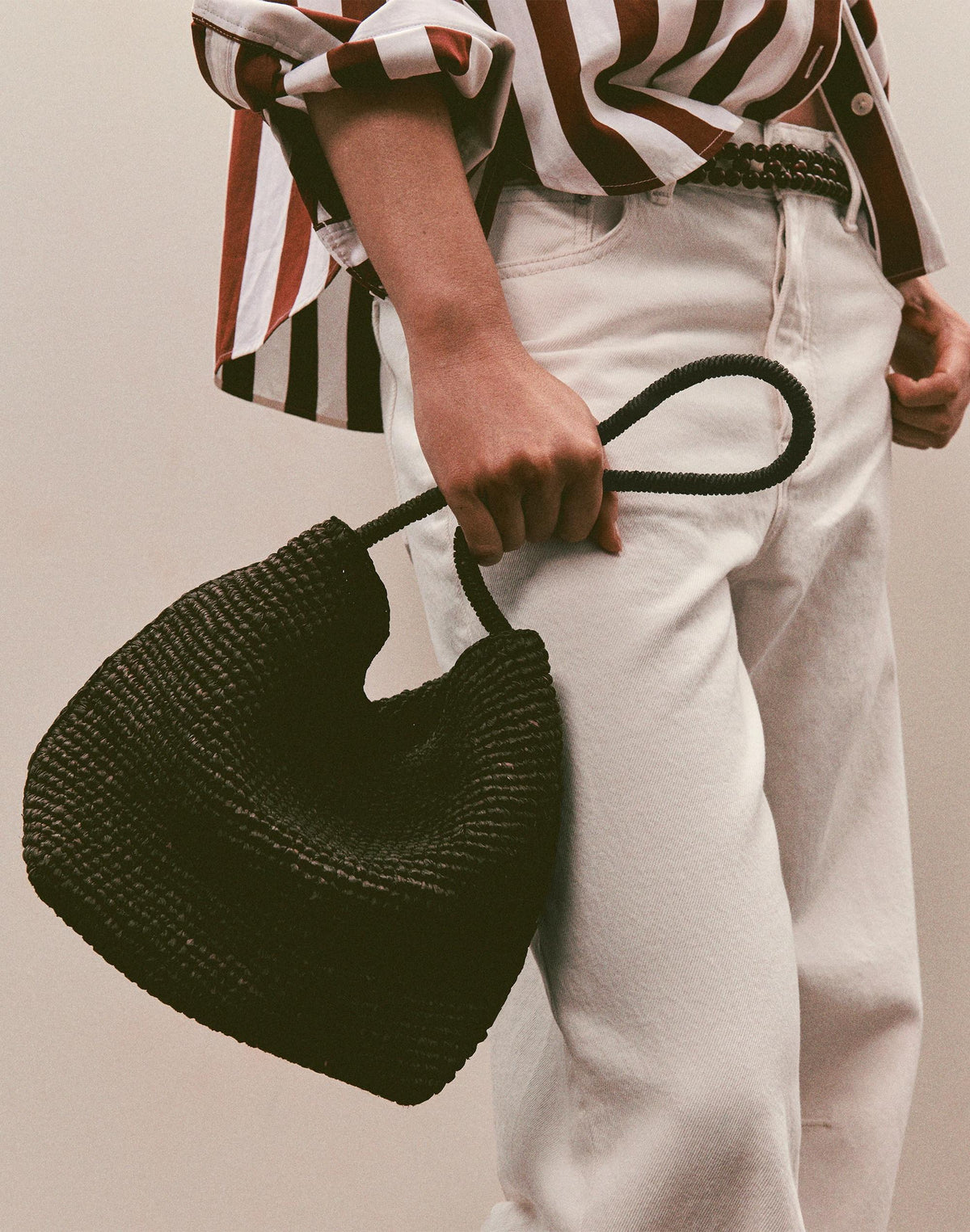 The Signature Woven Shoulder Bag in Raffia