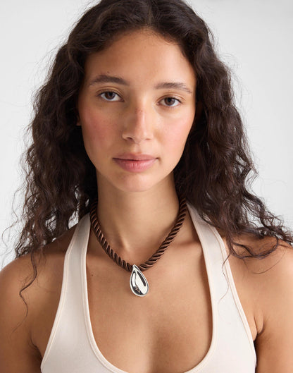 Droplet Pendant Cord Necklace