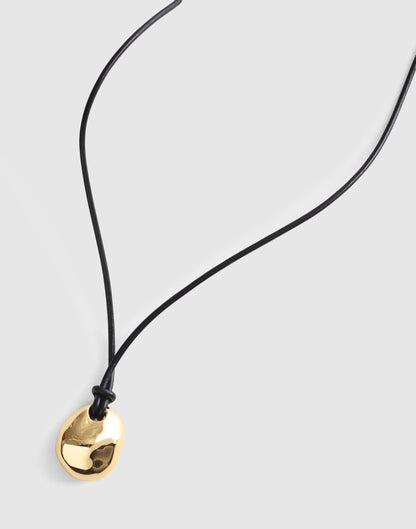 Sculptural Pendant Leather Necklace