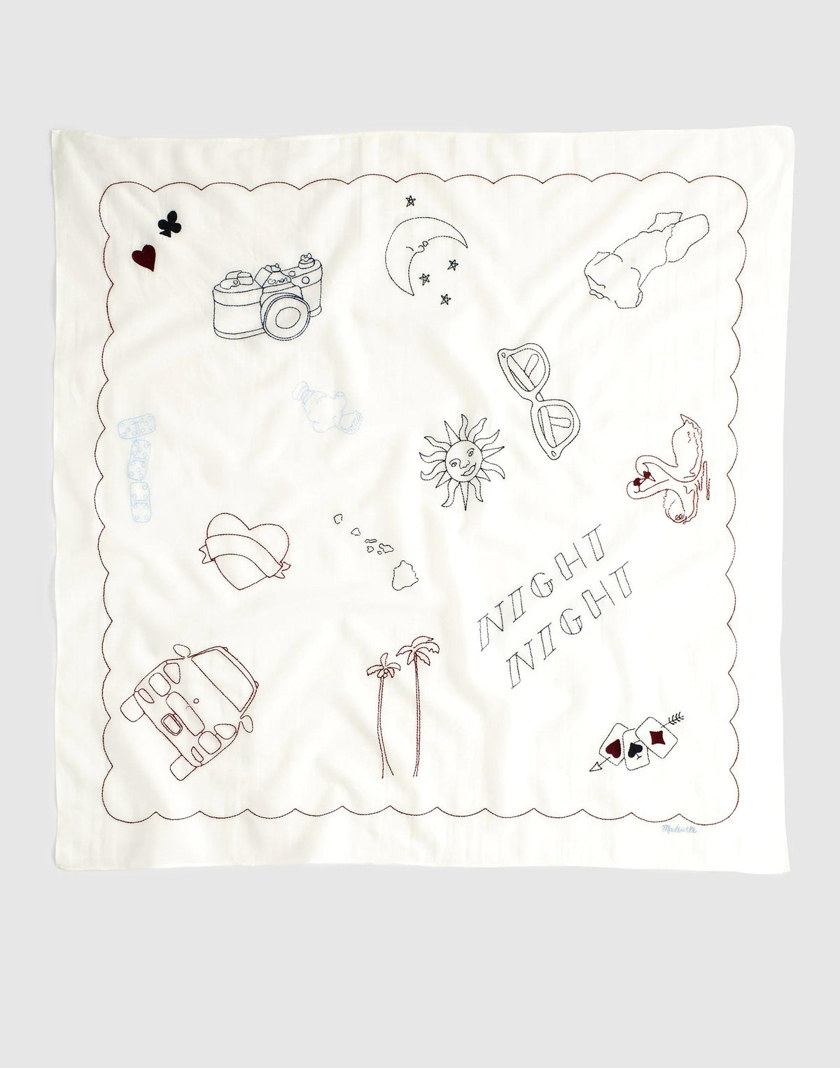 Embroidered Bandana in Cotton