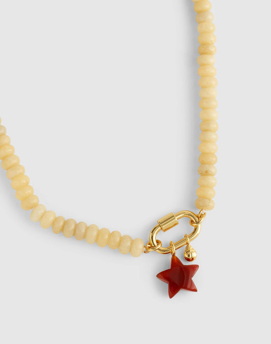 Semiprecious Beaded Carabiner Charm Necklace