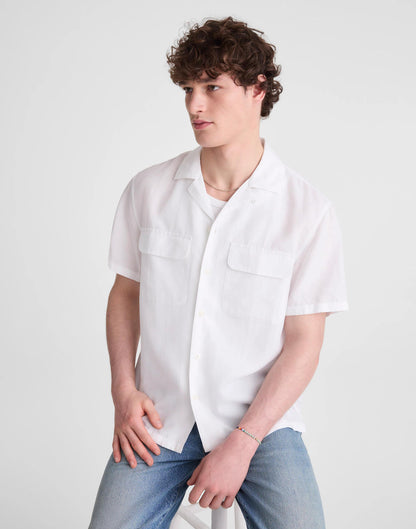 Short-Sleeve Camp Shirt in Archive Linen Blend
