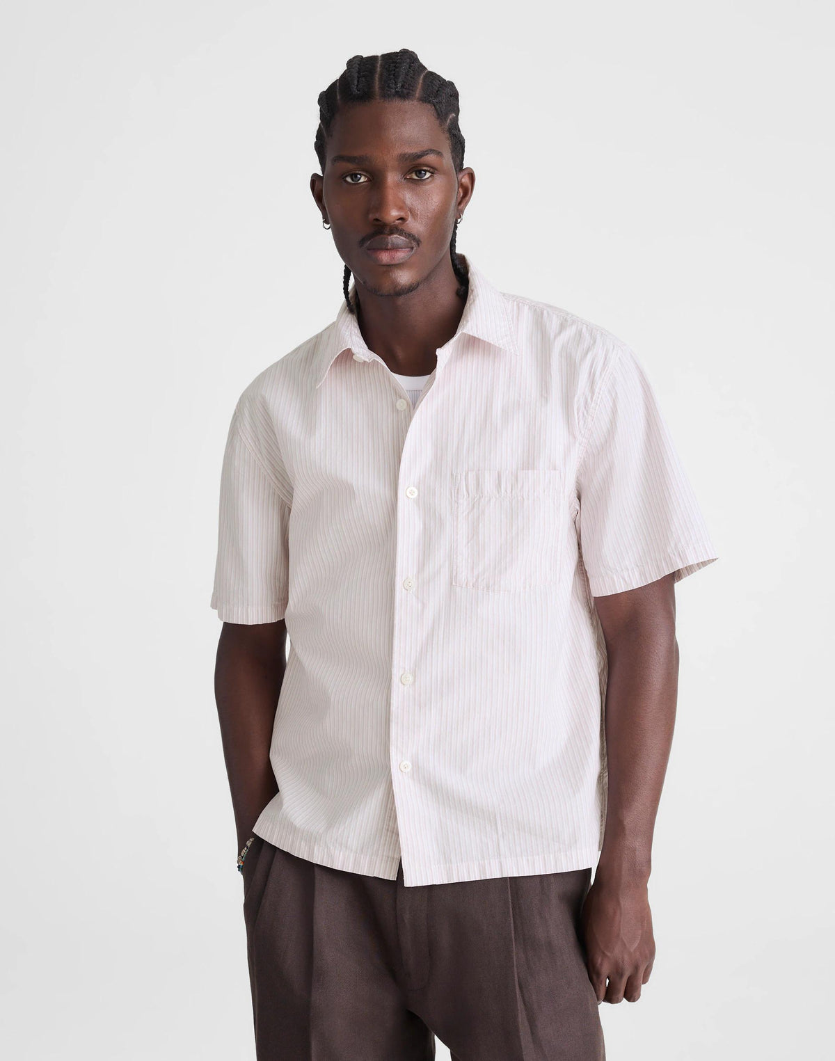 Boxy Cropped Shirt in Crisp Poplin