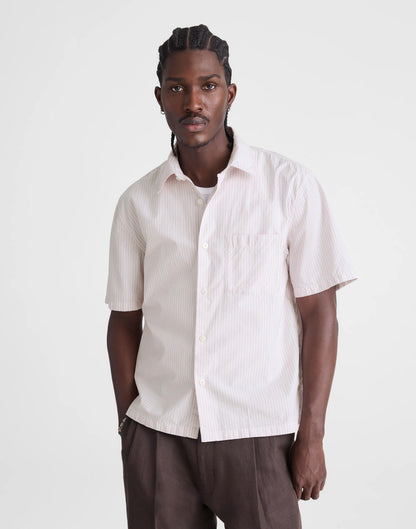 Boxy Cropped Shirt in Crisp Poplin