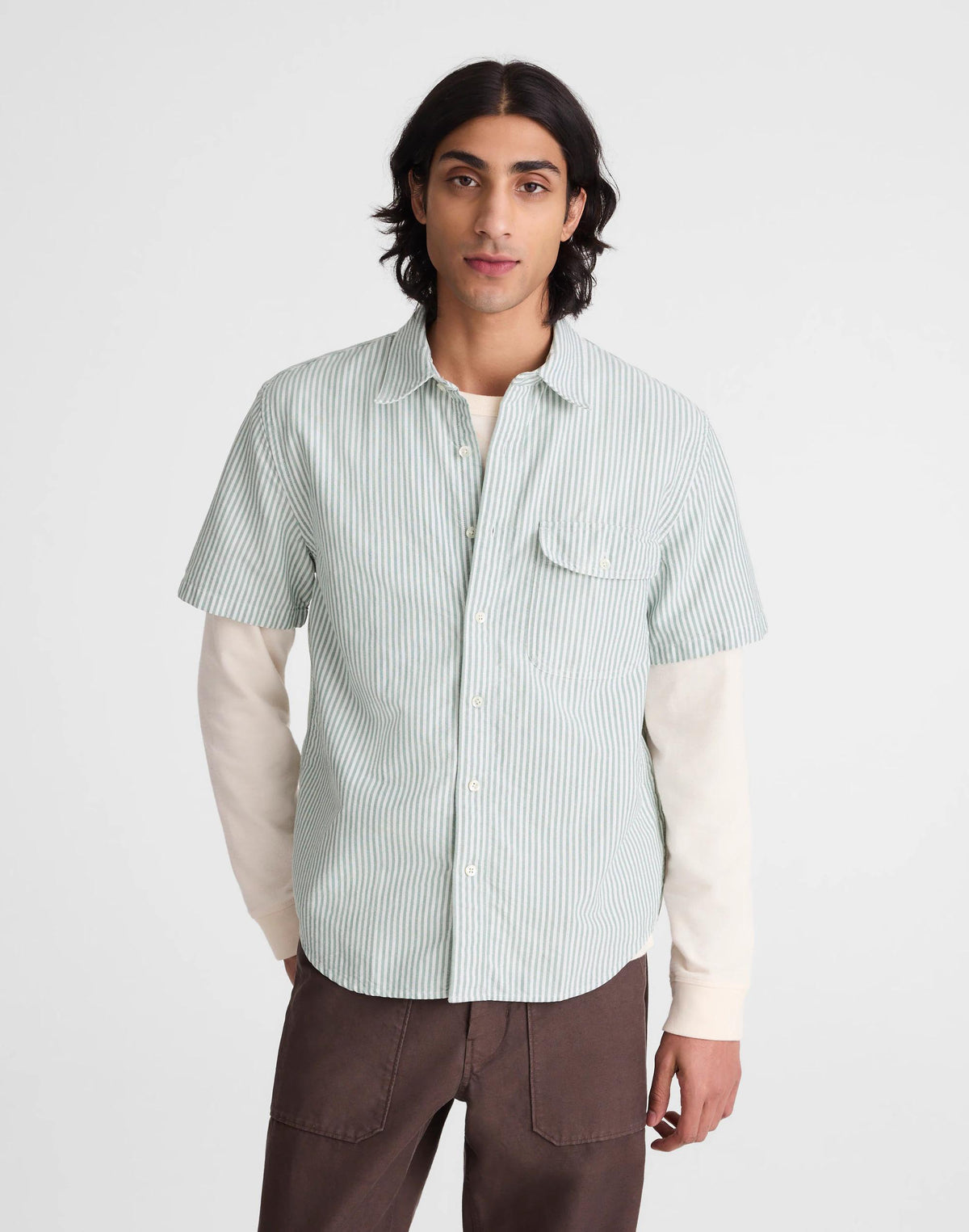Short-Sleeve Single-Pocket Shirt in Allday Oxford