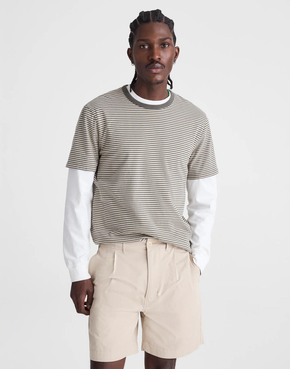 Pleated Chino Shorts in Uniform Twill