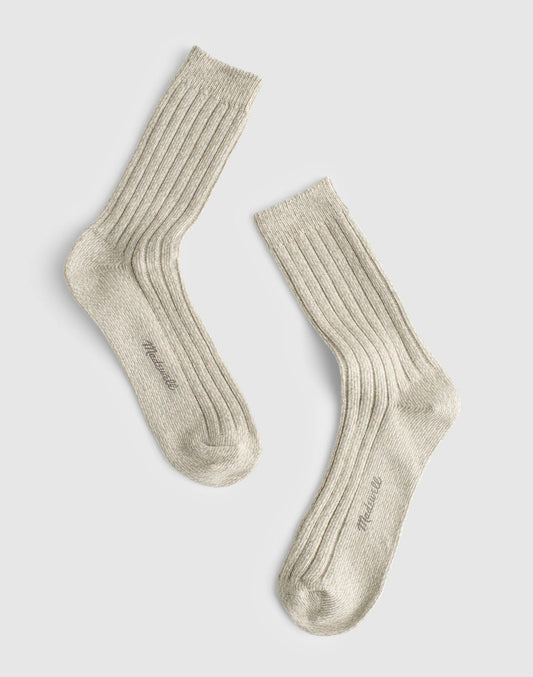 Ribbed Crew Socks in Cotton