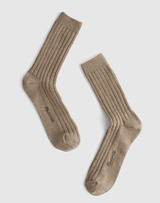 Ribbed Crew Socks in Cotton