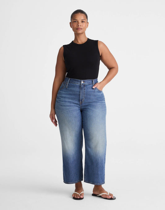 The Plus Perfect Vintage Wide-Leg Crop Jean in Airy Denim