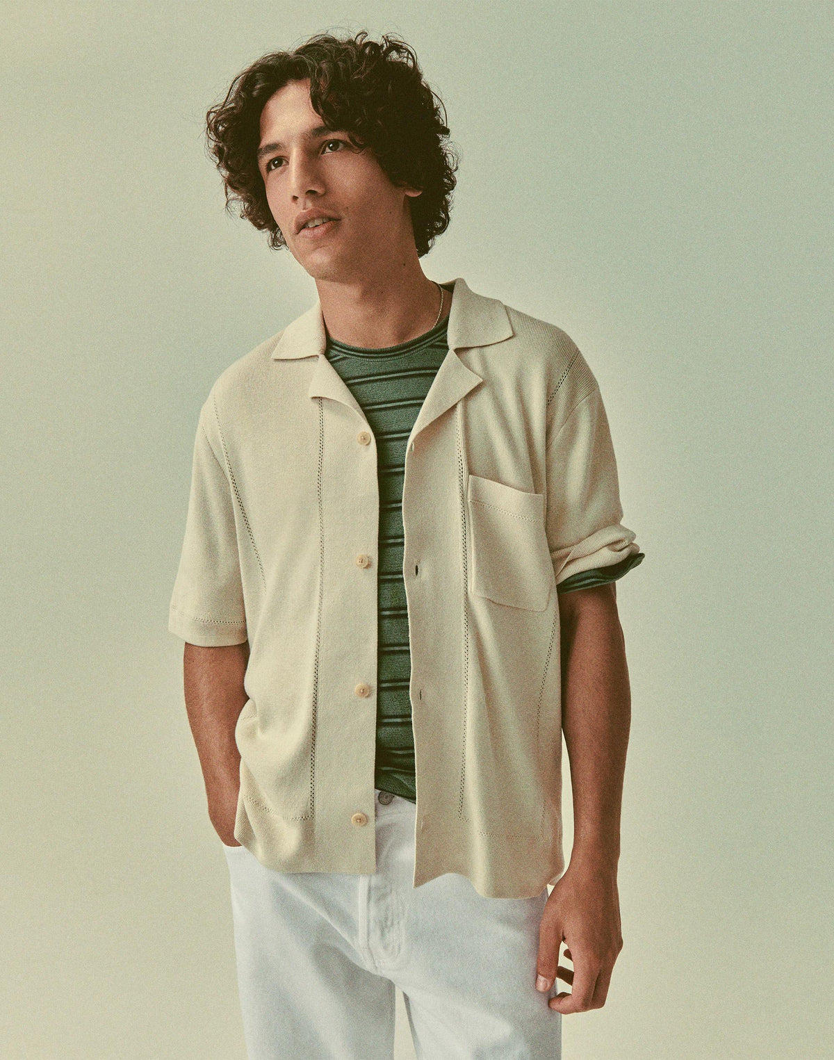 Knit Short-Sleeve Boxy Shirt