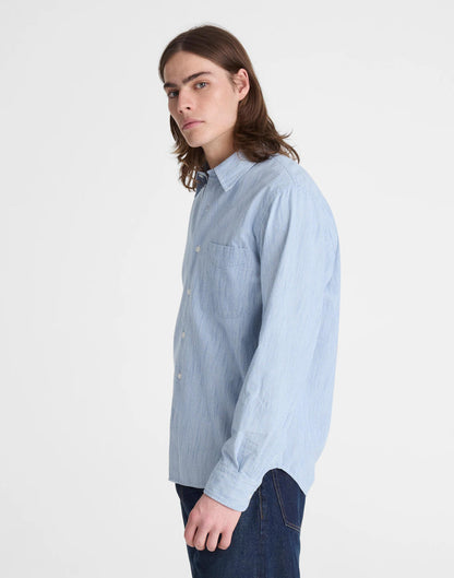 The Allday Shirt in Indigo Stripe