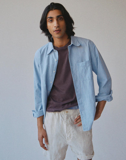 The Allday Shirt in Indigo Stripe