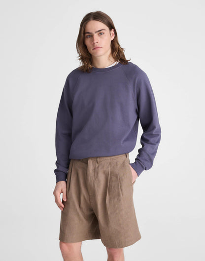 Double-Pleated Shorts in Herringbone Linen-Cotton Blend