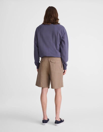 Double-Pleated Shorts in Herringbone Linen-Cotton Blend
