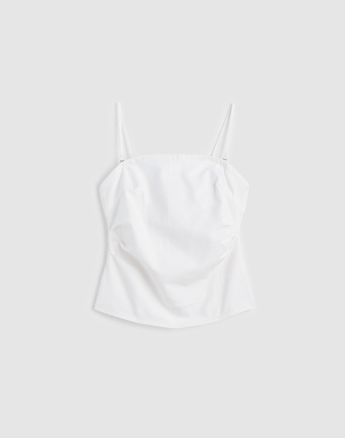 Airy Denim Ruched Squareneck Tank