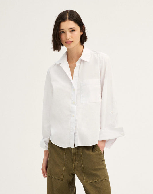 The Signature Y-Neck Shirt in Poplin