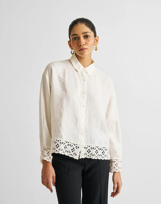 Reistor® Button-down with Embroidered Lace Shirt