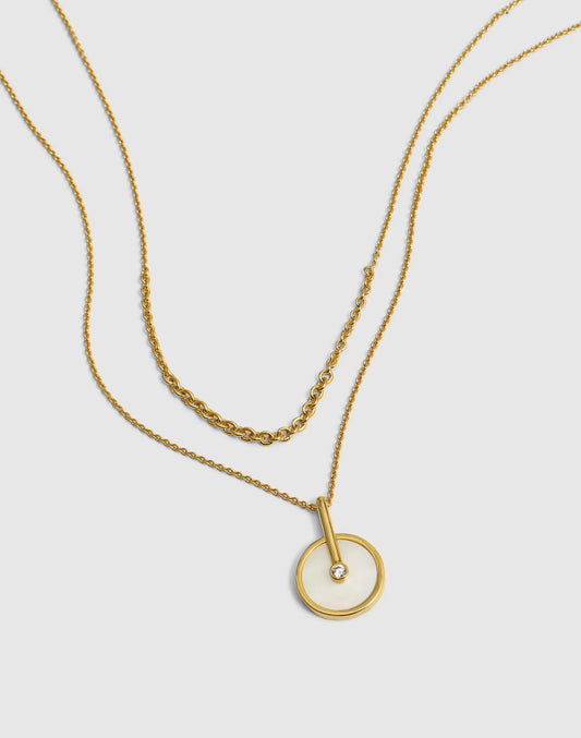 Two-Pack Stone Inlay Coin Necklace Set