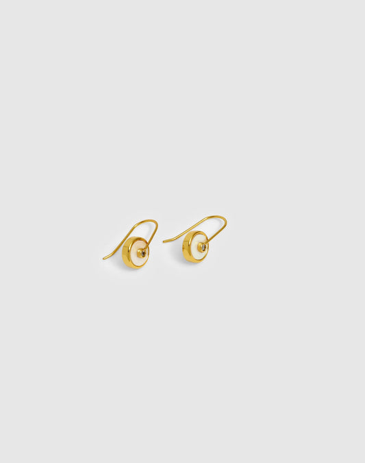 Stone Inlay Coin Earrings