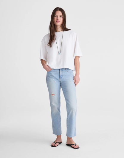 The Tall Longline Straight Crop Jean in Foster Wash