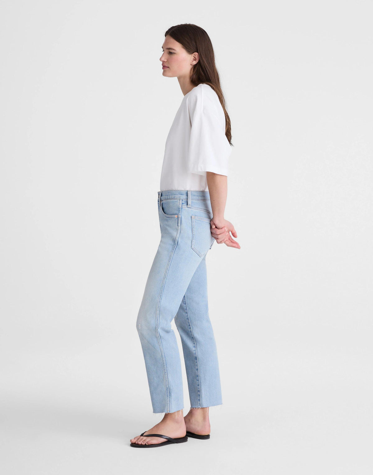 The Tall Longline Straight Crop Jean in Foster Wash