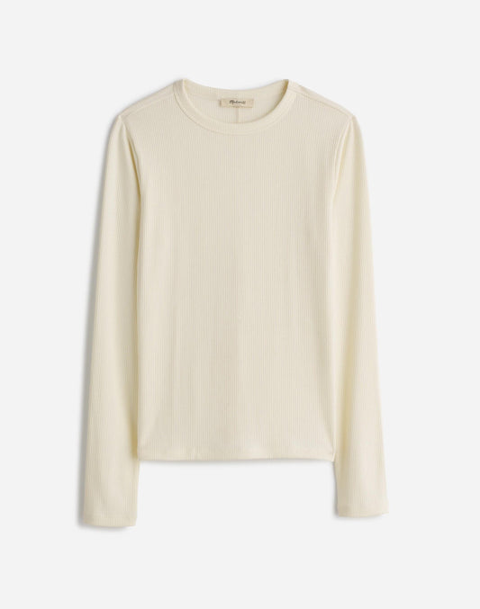 Plus Drapey Rib Long-Sleeve Tee in Stripe